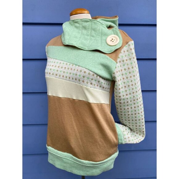 Mint Cookie Upcycled Hoodie with Pockets Sweatshirt One of a Kind MungoCrafts - Picture 3 of 6
